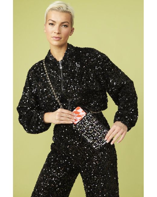 Jayley Black Sequin Bomber Jacket