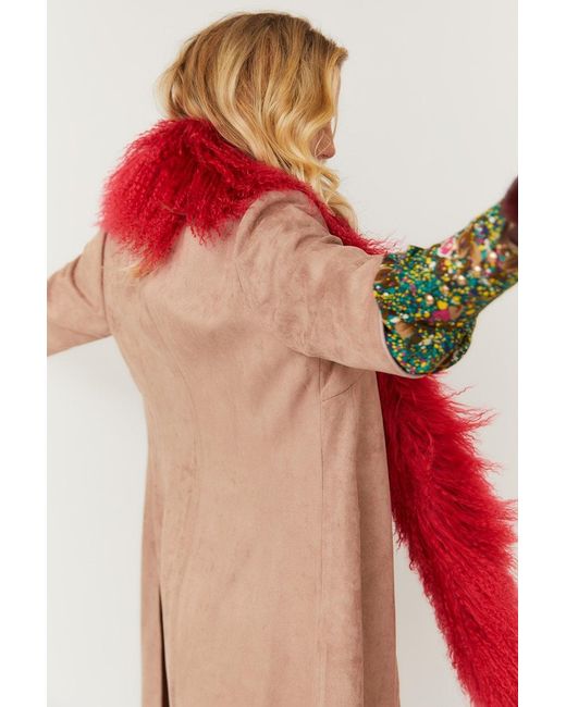 Jayley Red Faux Suede Coat