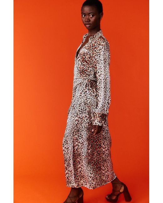 Jayley Orange Silk Blend Wrap Maxi Dress