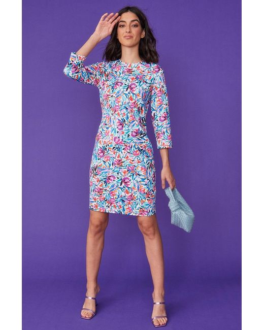 Jayley Purple High Neck Scuba Dress