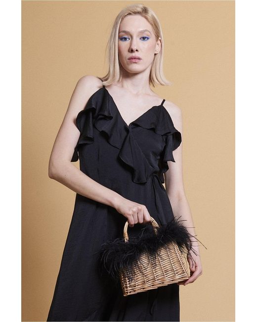 Jayley Black Silk Blend Maxi Ruffle Dress