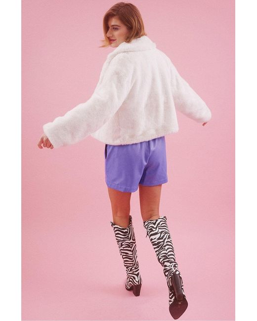 Jayley Pink Faux Fur Cropped Coat