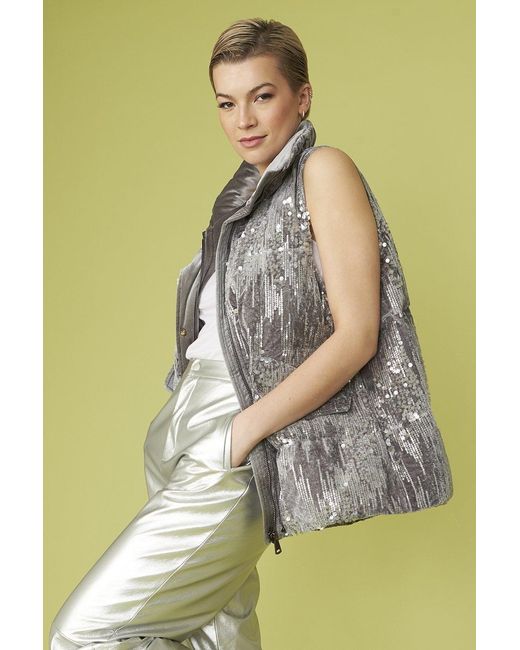 Jayley Green Luxury Faux Fur Sequin Gilet