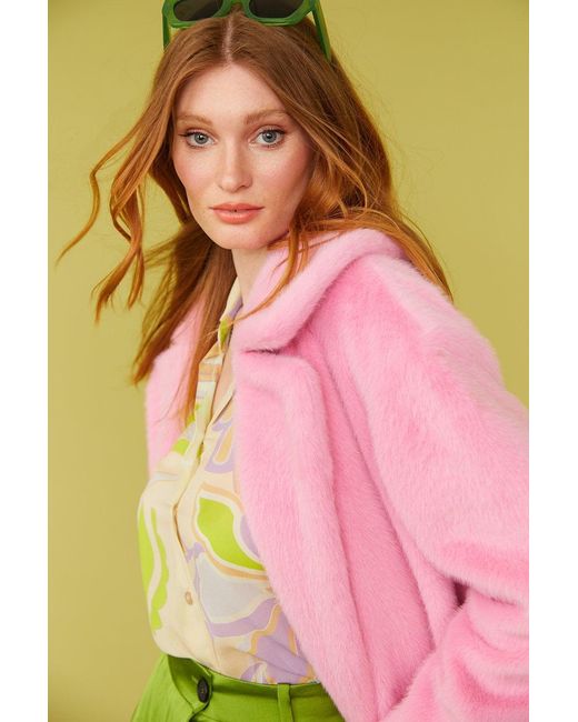 Jayley Green Faux Fur Midi Coat
