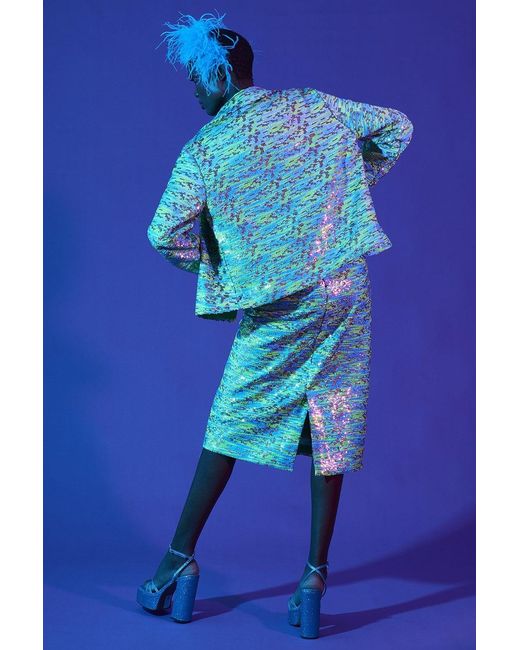 Jayley Blue Sequin Bamboo Blend Skirt