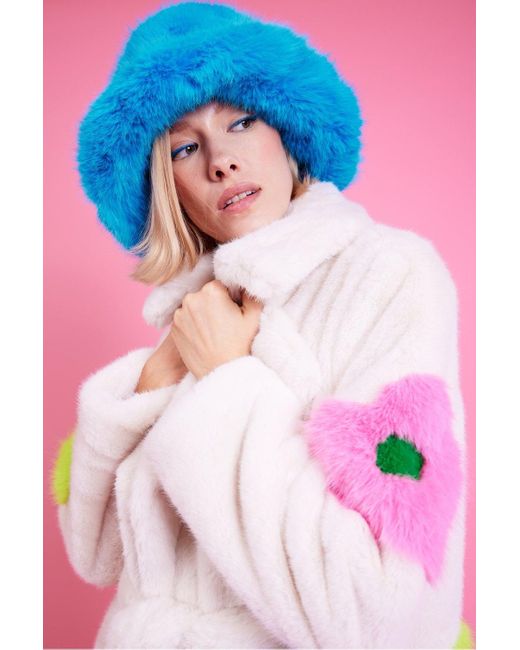 Jayley Pink Faux Fur Long Coat