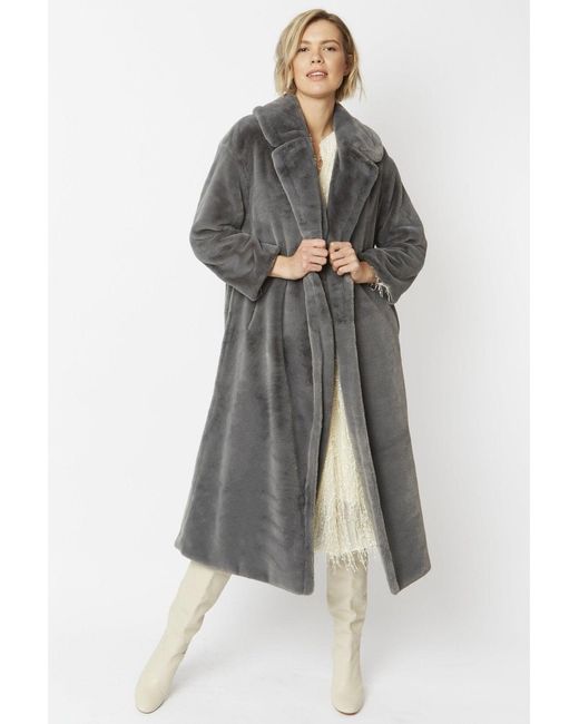 Jayley Gray Faux Fur Maxi Coat
