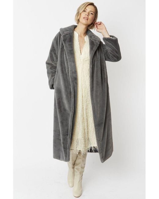 Jayley Gray Faux Fur Maxi Coat