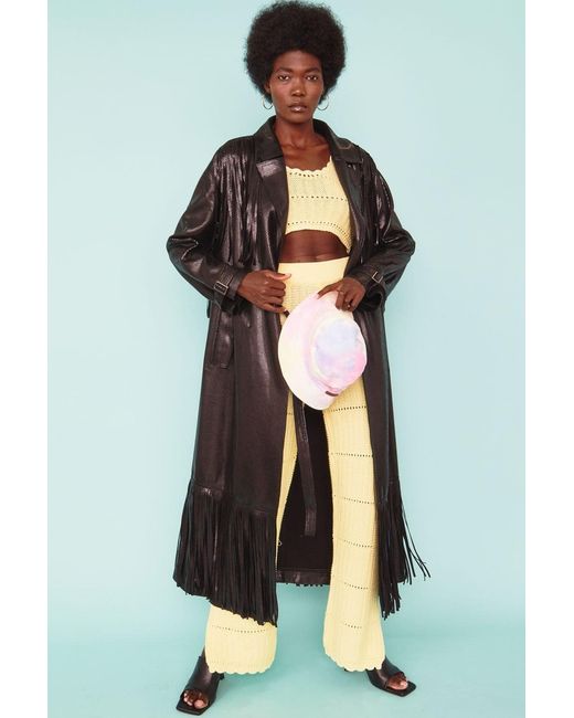 Jayley Green Hand Crafted Tassel Trench Coat