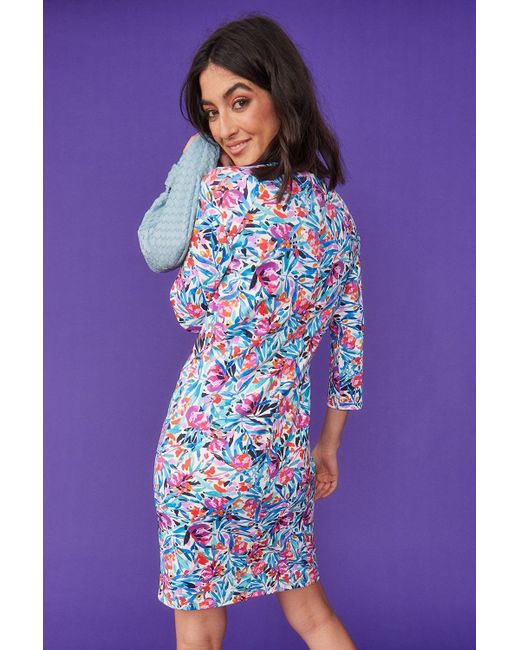 Jayley Purple High Neck Scuba Dress
