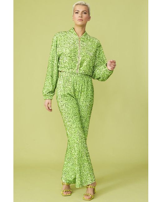 Jayley Green Sequin Trousers With Elasticated Waste