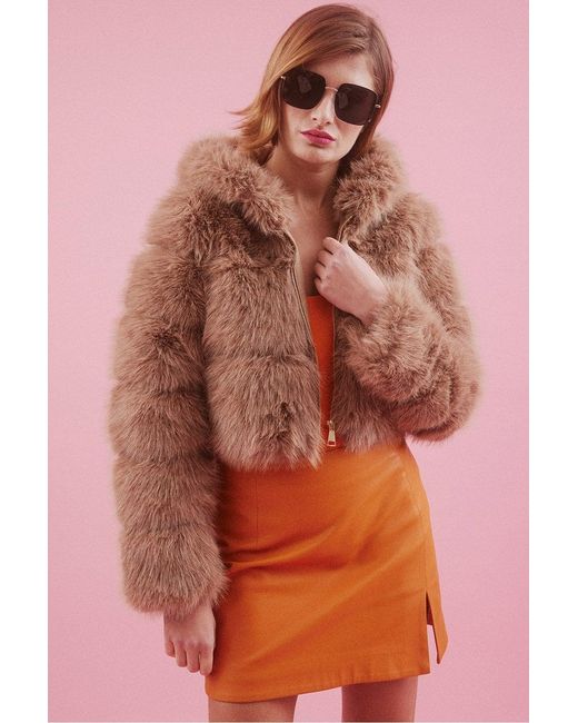Jayley Pink Hooded Bamboo Faux Fur Puffer Coat