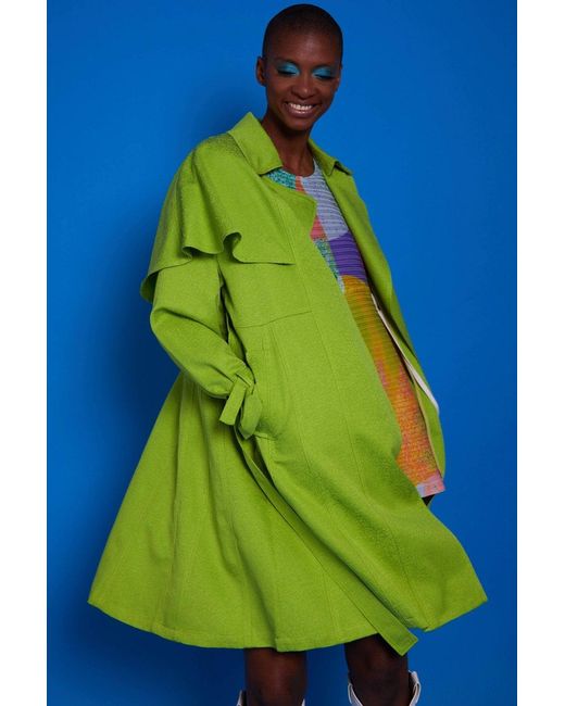 Jayley Blue Midi Trench Coat