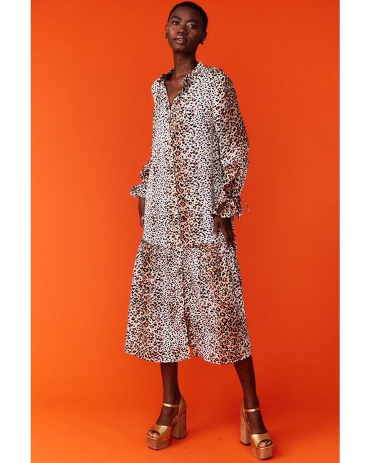 Jayley Orange Silk Blend Maxi Dress