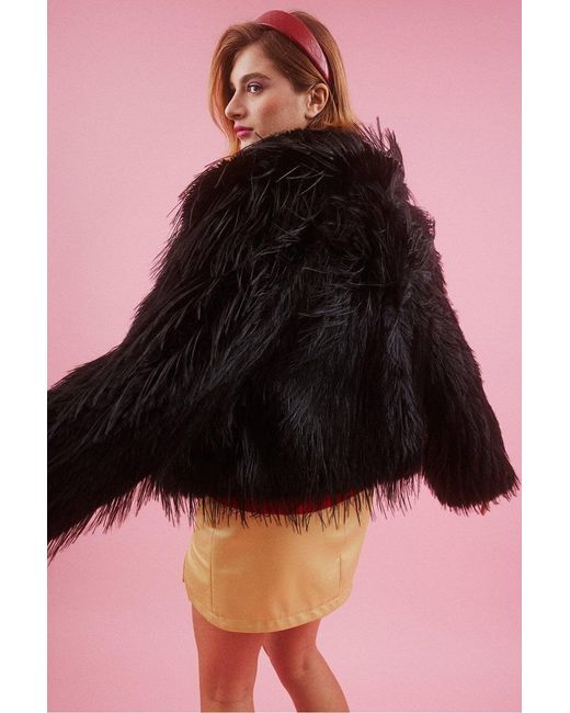 Jayley Black Hand Cut Mongolian Fur Knitted Jacket