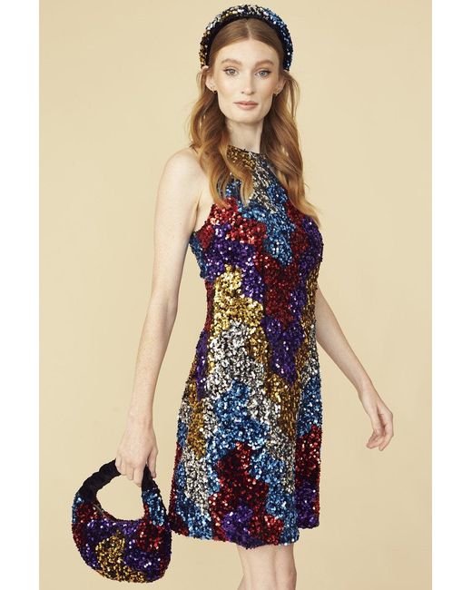 Jayley Blue Multi Sequin Short Dress