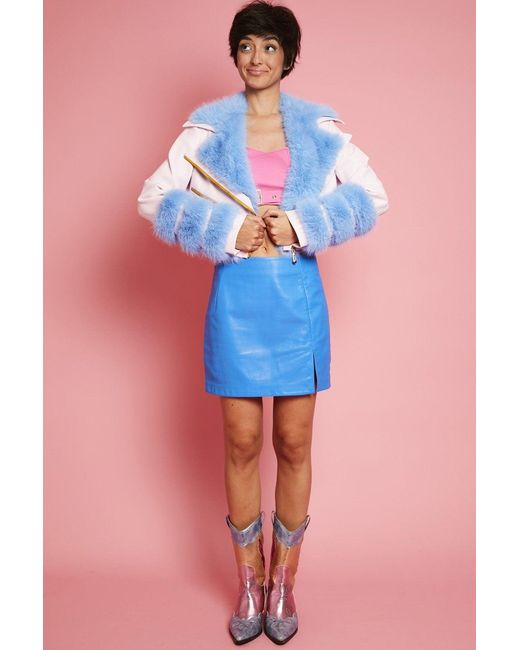 Jayley Pink Faux Leather Mini Skirt