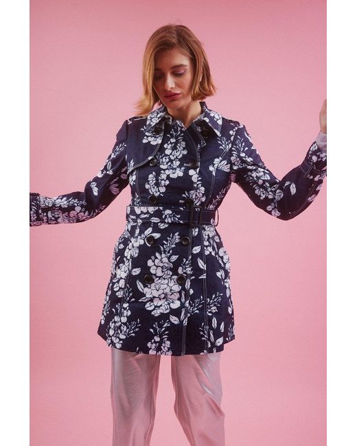 Jayley Pink Silk Blend Trench Coat Size: S (Uk 10)