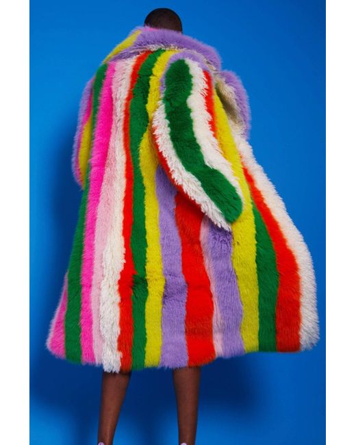 Jayley Blue Faux Fur Hand Crafted Eco Bamboo Maxi Coat