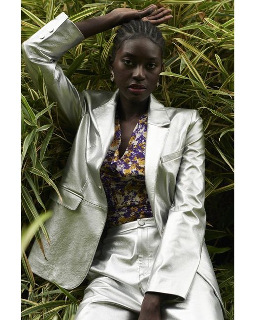 Jayley Brown Faux Leather Kate Blazer
