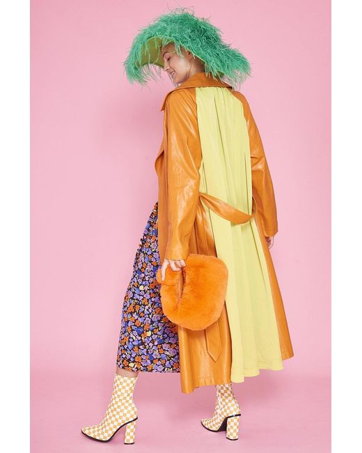 Jayley Pink Eco Leather Trench Coat