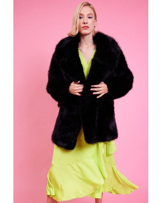 Jayley Pink Faux Fur Midi Coat
