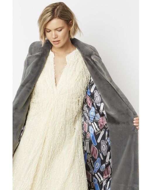 Jayley Gray Faux Fur Maxi Coat