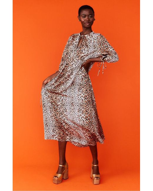 Jayley Orange Silk Blend Maxi Dress