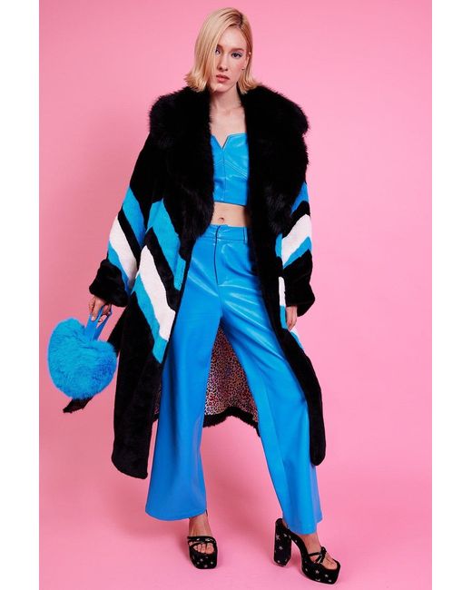 Jayley Blue Handmade Eco Faux Fur Electric Coat