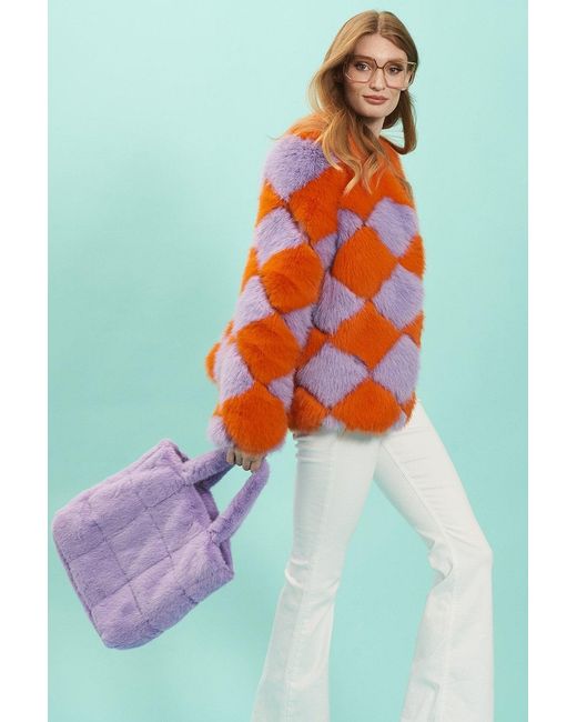 Jayley Blue And Delilah Diamond Faux Fur Jacket