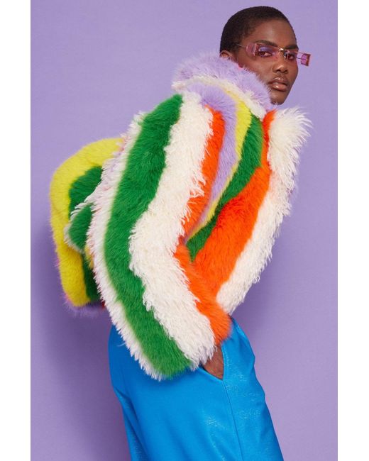 Jayley Blue Faux Fur Hand Crafted Eco Bamboo Cropped Coat