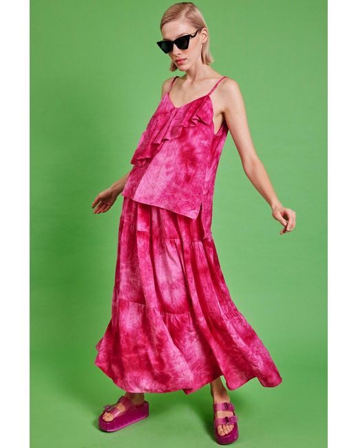 Jayley Green Love Herb Ruffle Maxi Skirt