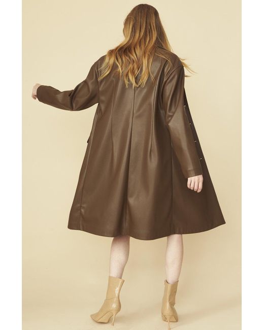 Jayley Natural Chocolate Eco Leather Trench Coat