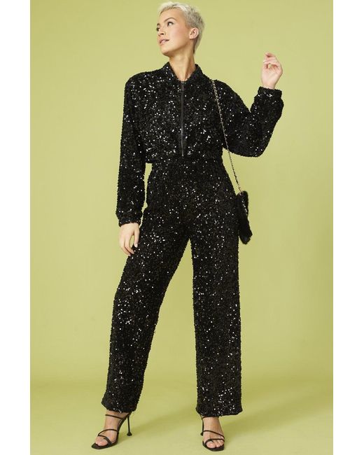 Jayley Black Sequin Bomber Jacket