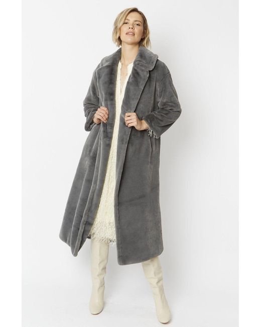 Jayley Gray Faux Fur Maxi Coat