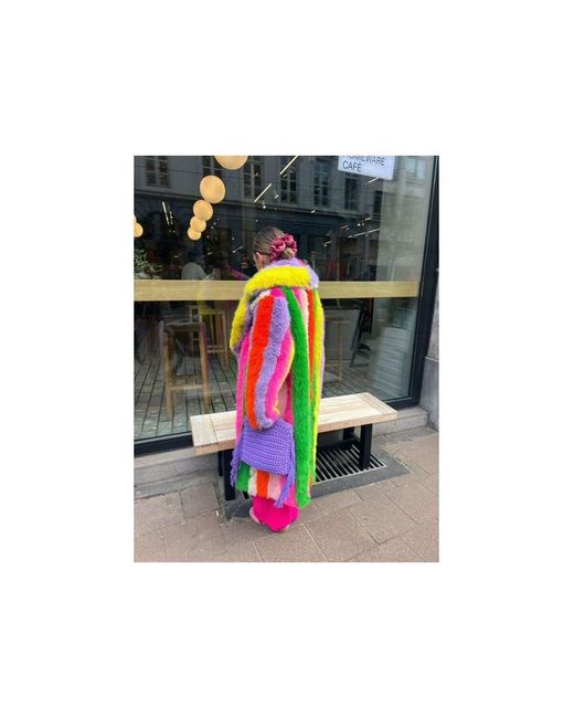 Jayley Blue Faux Fur Hand Crafted Eco Bamboo Maxi Coat