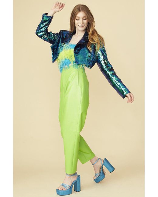 Jayley Blue Cropped Sequin Blazer