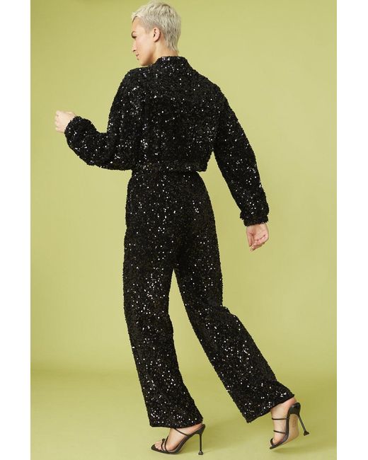 Jayley Black Sequin Bomber Jacket