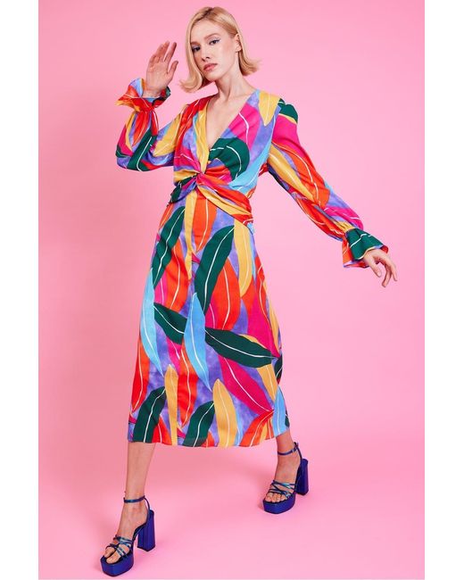 Jayley Pink Tencel Blend Graphic Print Dress