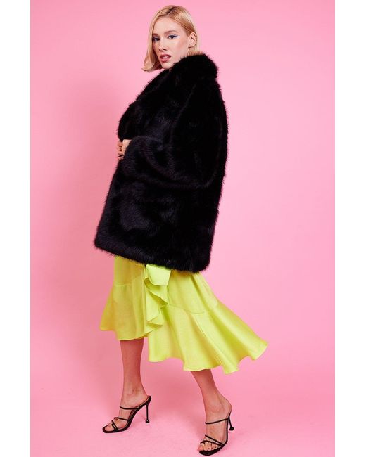 Jayley Pink Faux Fur Midi Coat