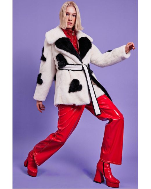 Jayley Red Faux Fur Long Coat