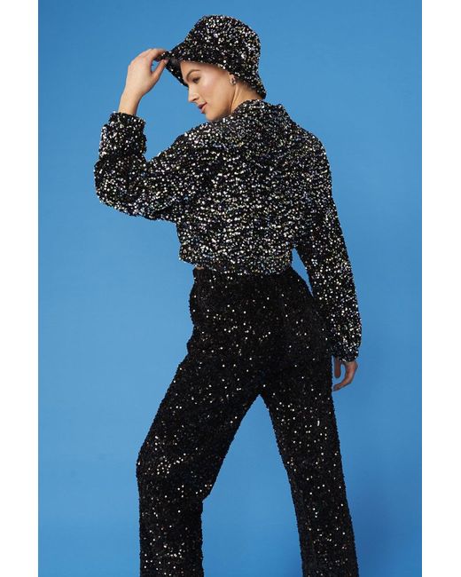 Jayley Blue Multi Sequin Bomber Jacket