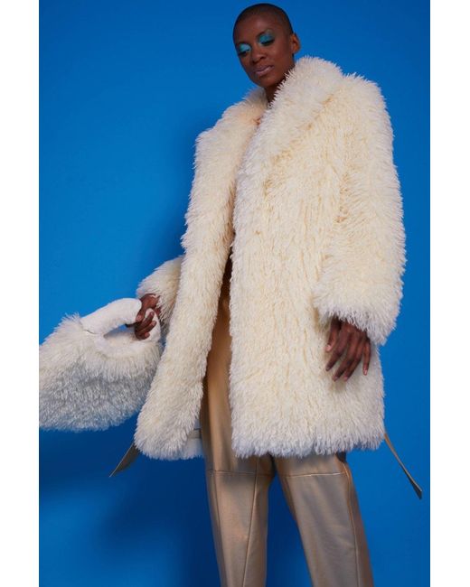 Jayley Blue Bamboo Blend Faux Fur Shearling Coat