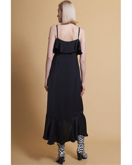 Jayley Black Silk Blend Maxi Ruffle Dress