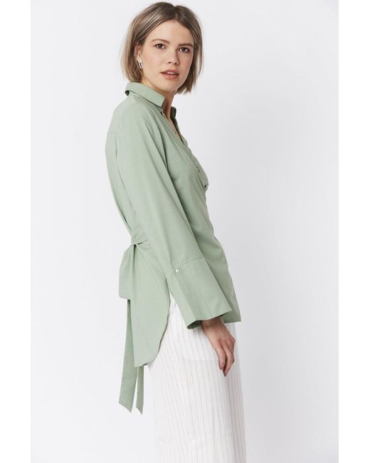 Jayley Green Cotton Blend Wrap Top