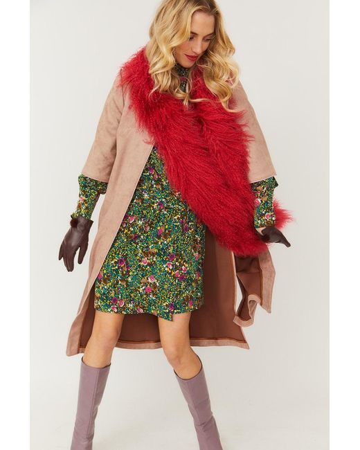 Jayley Red Faux Suede Coat