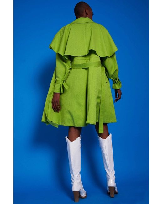Jayley Blue Midi Trench Coat