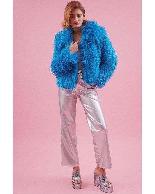 Jayley Blue Bamboo Lyocell Knitted Vegan Faux Shearling Jacket