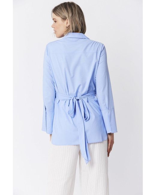Jayley Blue Cotton Blend Wrap Top