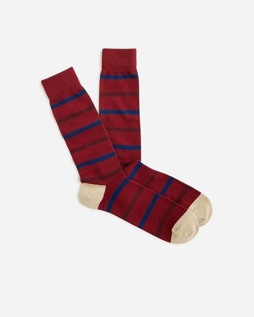 J.Crew Red Naval-Striped Socks for men